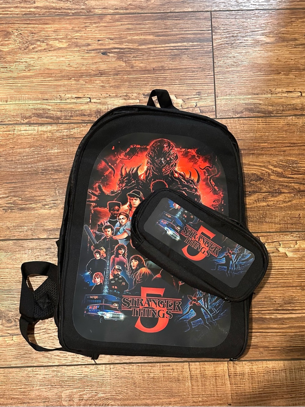 Stranger Things 5 Black Backpack with Matching Pencil Case NWOT
